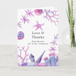 Watercolor Under the Sea Wedding Photo Dankeskarte