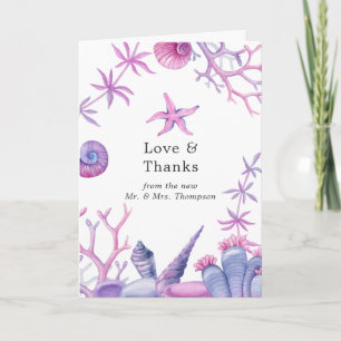 Watercolor Under the Sea Wedding Photo Dankeskarte