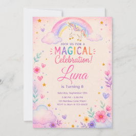 Watercolor Unicorn Party Invite Einladung