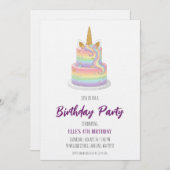 watercolor unicorn rainbow birthday invitation einladung (Vorne/Hinten)