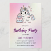 watercolor unicorn rainbow birthday invitation einladung (Vorderseite)