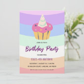watercolor unicorn rainbow birthday invitation einladung (Stehend Vorderseite)