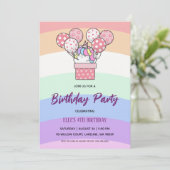 watercolor unicorn rainbow birthday invitation einladung (Stehend Vorderseite)