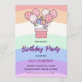 watercolor unicorn rainbow birthday invitation einladung (Vorderseite)
