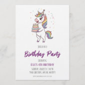 watercolor unicorn rainbow birthday invitation einladung (Vorderseite)