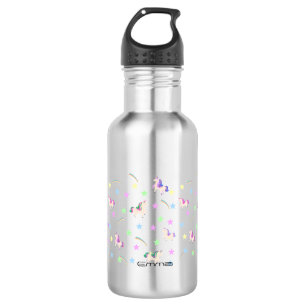 Watercolor Unicorn rainbow stars pattern DIY Name Edelstahlflasche