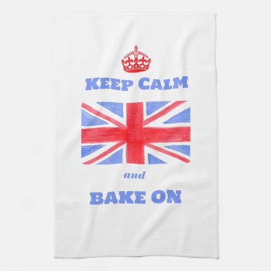 Watercolor Union Jack Keep Calm Backe weiter Geschirrtuch (Vertikal)