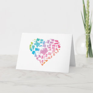 Watercolor United Staaten Heart Karte