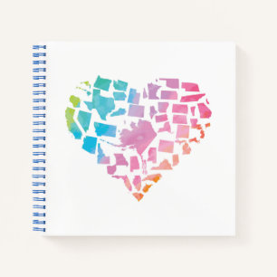 Watercolor United Staaten Heart Notizblock