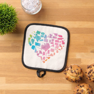 Watercolor United Staaten Heart Topflappen