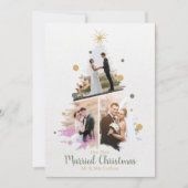 WaterColor Unser erstes Verheiratetes Weihnachtsfe Einladung (Vorderseite)
