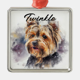 WATERCOLOR URLAUB YORKSHIRE TERRIER DOG ORNAMENT AUS METALL