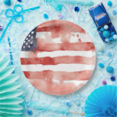 Watercolor US-Flaggendesign Pappteller (Party)