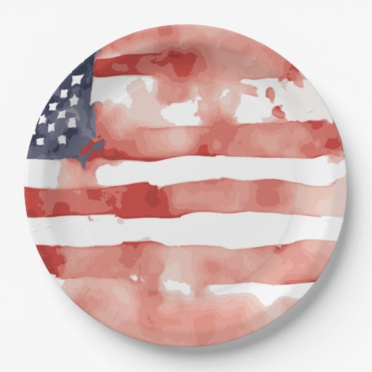 Watercolor US-Flaggendesign Pappteller (Vorderseite)