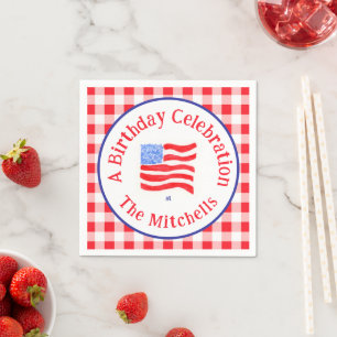 Watercolor USA-Flagge GEBURTSTAG Rot Weiß Blau Kar Serviette