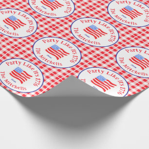 Watercolor USA-Flaggen-Party 1776 Wh Blau Rot Kari Geschenkpapier