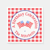 Watercolor USA Flags BIRTHDAY Red White Blu Check  Serviette (Vorderseite)