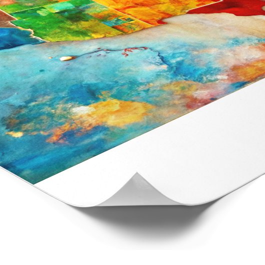 Watercolor USA Map Poster (Ecke)
