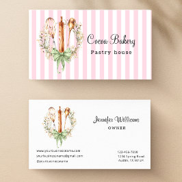 Watercolor Utensils Kitchen Bakery Business Card Visitenkarte