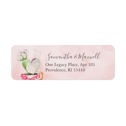 Watercolor Valentine Heart Cactus Address Labels (Vorne)