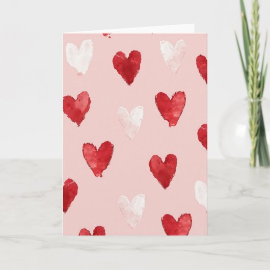Watercolor Valentine Hearts Card Karte (Vorderseite)