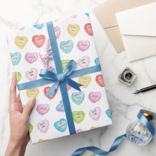 Watercolor Valentine's Day Conversation Heart Geschenkpapier
