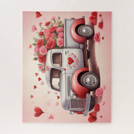 Watercolor Valentine's Day Heart Truck Puzzle