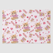 Watercolor Valentine's Day Kitty XOXO Muster Seidenpapier (Vorderseite)