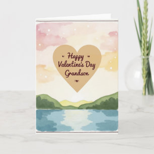 Watercolor Valentinstag Enkelsohn Karte