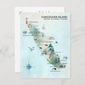Watercolor Vancouver Insel Karte (Vorne/Hinten)