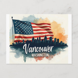Watercolor Vancouver Washington Staat Skyline Postkarte