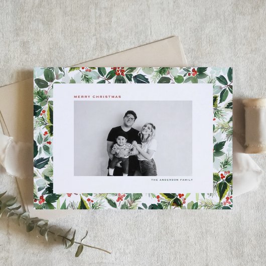 Watercolor Variegated Red Winterberry Weihnachten