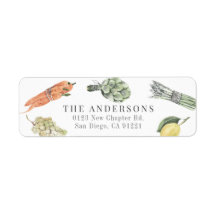 Watercolor Vegetable & Fruits Return Address