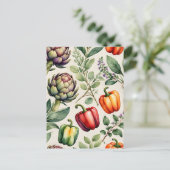 Watercolor Vegetable Garden Pattern Postkarte (Stehend Vorderseite)