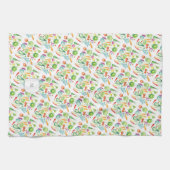 Watercolor vegetables pattern monogrammed geschirrtuch (Horizontal)