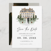 Watercolor Venue Wedding Save the Date  (Vorne/Hinten)