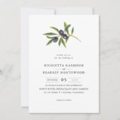 Watercolor verlässt olivgrünen Obstgarten | Einladung (Vorderseite)