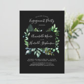 Watercolor-Verlobungs-Party des Grün-| des Einladung (Stehend Vorderseite)