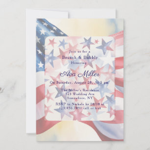 Watercolor-Viertes-Juli-Brunch & Bubbly Einladung