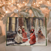 Watercolor Viktorianisch Ladys Weihnachtsgeschenkt Große Geschenktüte