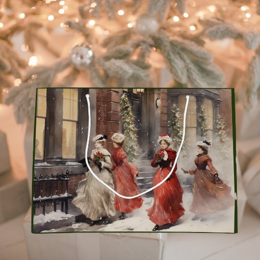 Watercolor Viktorianisch Ladys Weihnachtsgeschenkt Große Geschenktüte