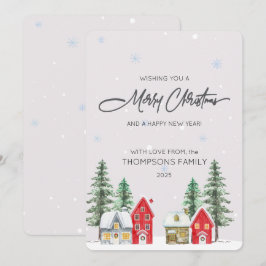 Watercolor Village Holiday Christmas Card Feiertagskarte