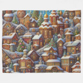 Watercolor Village Weihnachtsmotifs Urlaub Fleecedecke (Vorderseite (Horizontal))