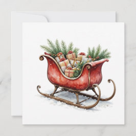 Watercolor Vintage Christmas Sleigh Karte