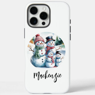 Watercolor Vintage Christmas Snowman Family iPhone 16 Pro Max Hülle