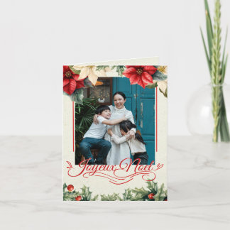 Watercolor Vintage Floral Red Poinsettia Greetings Feiertagskarte