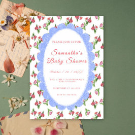 Watercolor Vintage Flowers Baby Shower Einladung