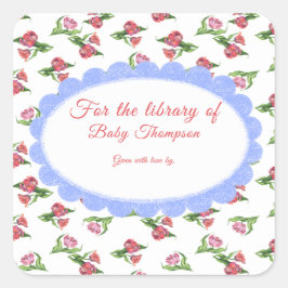 Watercolor vintage Flowers For the library of Quadratischer Aufkleber