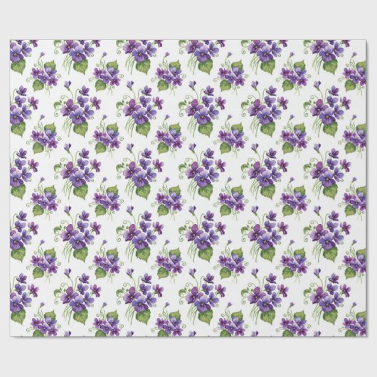 Watercolor Violet Flowers Bouquet Geschenkpapier (Flach)