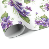 Watercolor Violet Flowers Bouquet Geschenkpapier (Rolleneckpunkt)